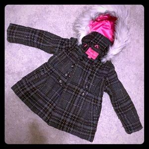 London Fog baby girl hooded pea coat. 3T